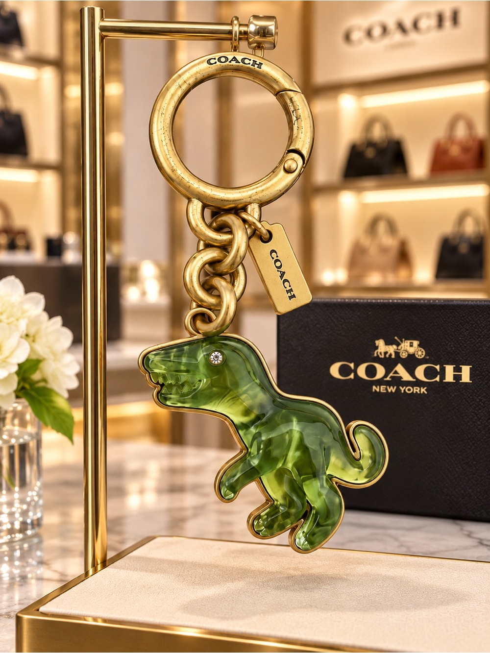 COACH REXY Dinosaur Bag Charm Keychain Fob RARE & Highly Collectible